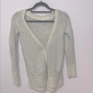 Fluffy Cream/Silver Cardigan with buttons